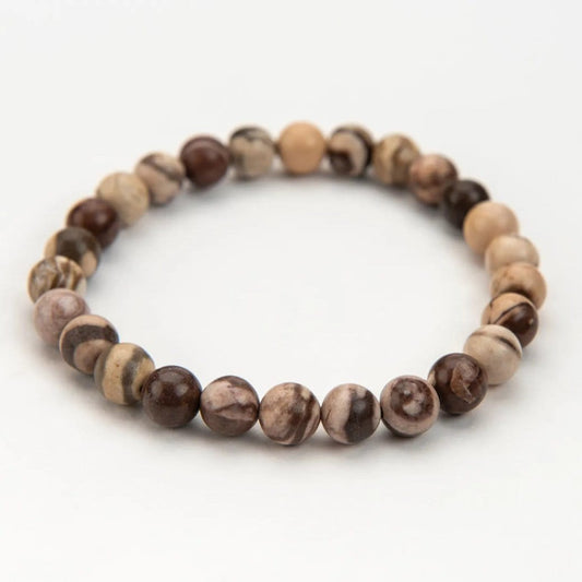 Men's Bracelet Men's Coffee Zebra Jasper Bracelet