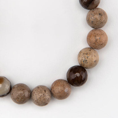 Bracelet Men's Faceted Botswana Agate Jasper Bracelet