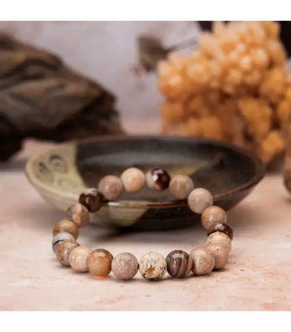 Bracelet Men's Faceted Botswana Agate Jasper Bracelet