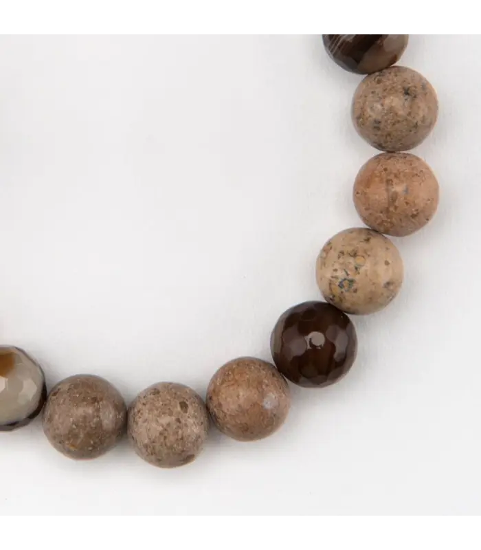Bracelet Men's Faceted Botswana Agate Jasper Bracelet
