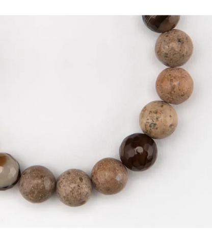Bracelet Men's Faceted Botswana Agate Jasper Bracelet