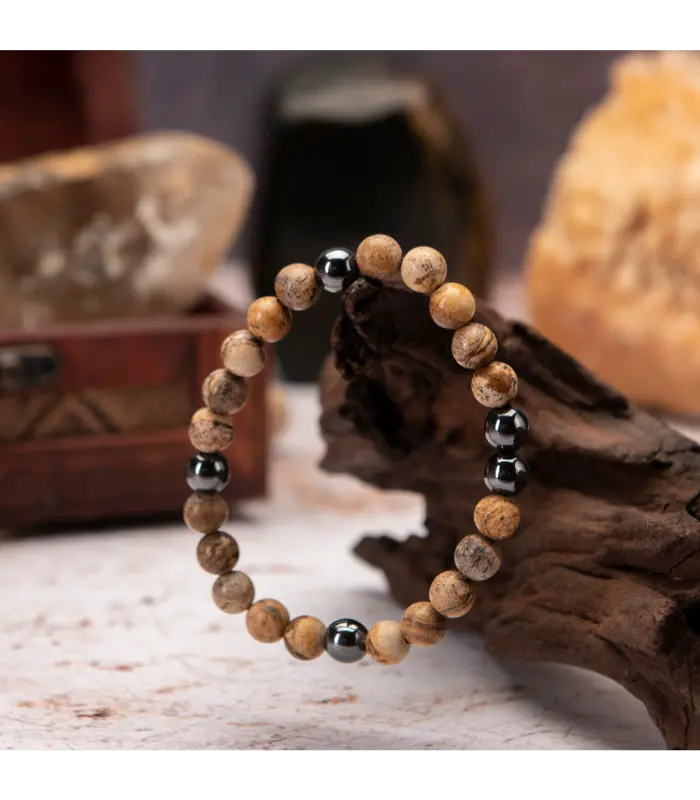 Bracelet Men's Jasper Hematite Bracelet