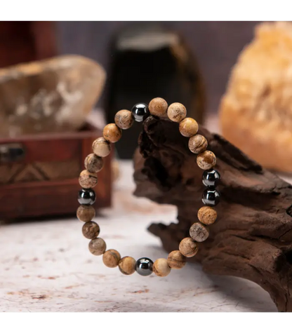 Bracelet Men's Jasper Hematite Bracelet
