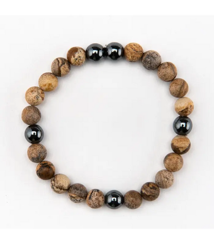 Bracelet Men's Jasper Hematite Bracelet