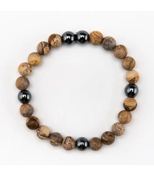 Bracelet Men's Jasper Hematite Bracelet