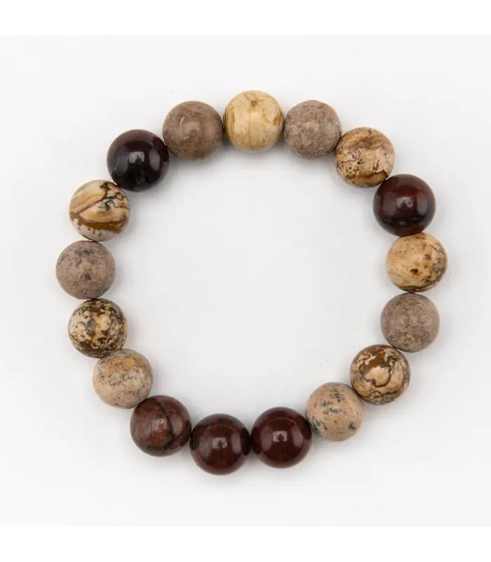 Bracelet Men's Red Brecciated and Scenic Jasper Bracelet