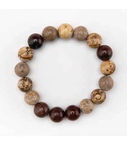 Bracelet Men's Red Brecciated and Scenic Jasper Bracelet