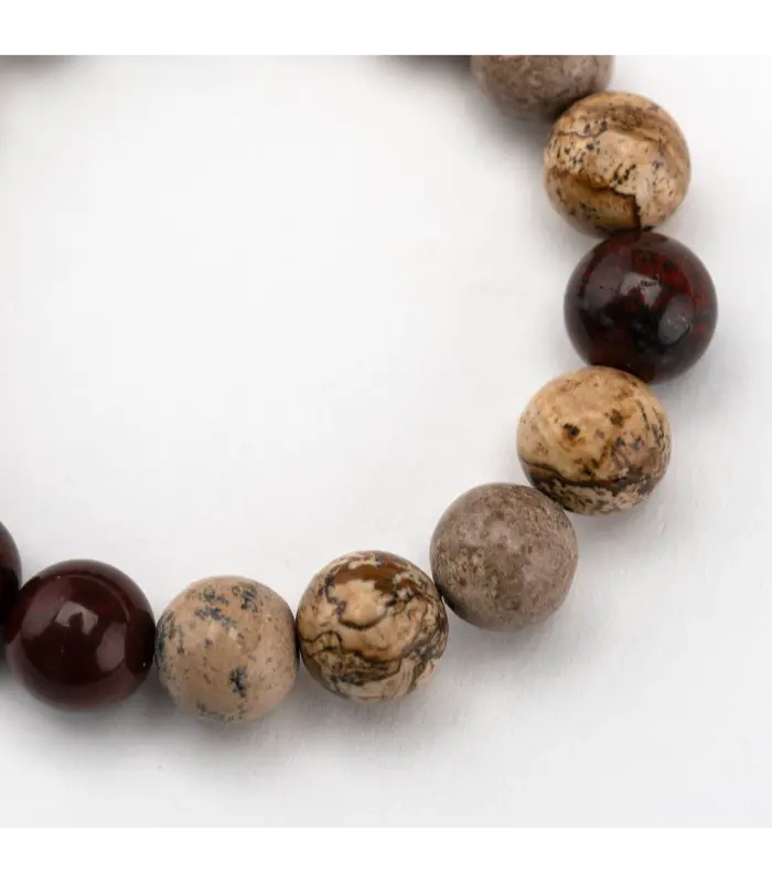 Bracelet Men's Red Brecciated and Scenic Jasper Bracelet