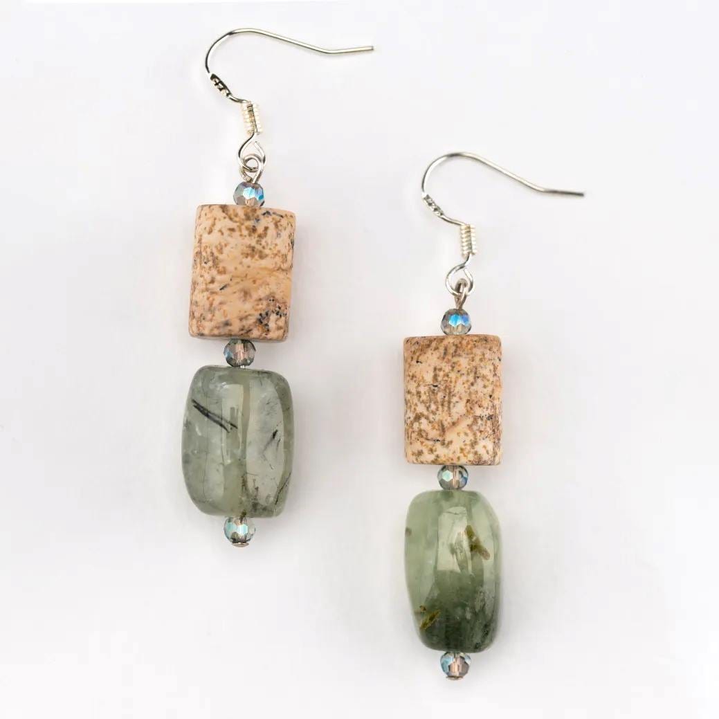 Earrings Prehnite Epidote and Jasper Earrings