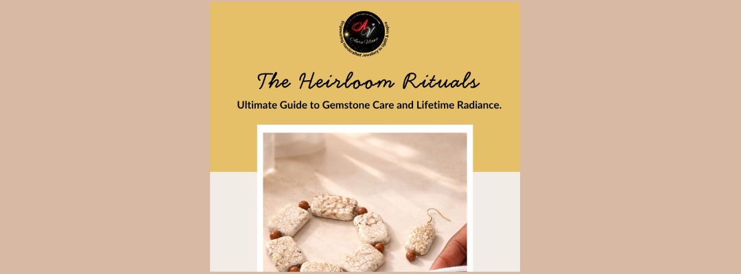 Load video: Free download of a jewellery care guide with a photo of a bracelet and hands cleaning earrings.