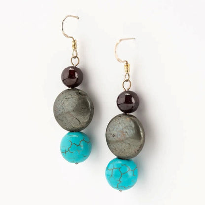 Earrings Pyrite and Turquoise Earrings