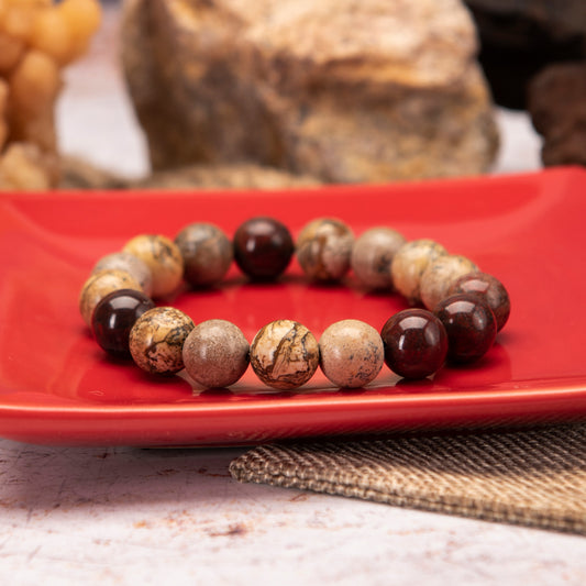Red Brecciated and Scenic Jasper Bracelet no.65
