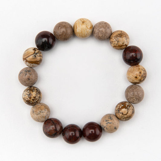 Red Bressicated and Scenic Jasper Bracelet no.65