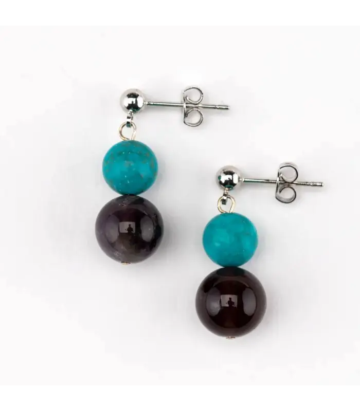 Earrings Sinkiang Turquoise and Amethyst Earrings