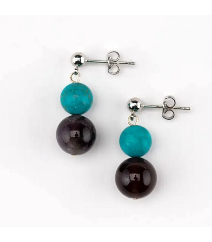 Earrings Sinkiang Turquoise and Amethyst Earrings