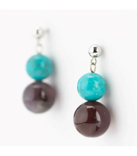 Earrings Sinkiang Turquoise and Amethyst Earrings