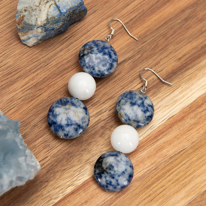 Earrings Spotted Jasper Shell Pearl Earrings no.68