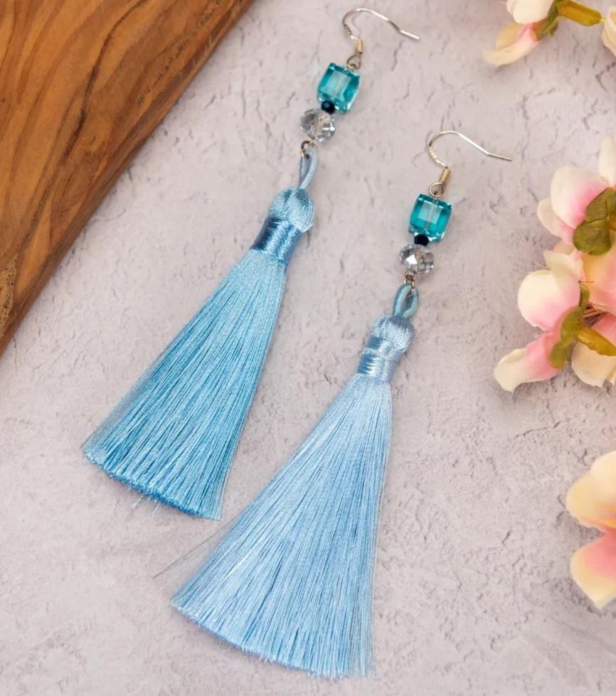 Earrings TASSEL Light Blue Swarovski Crystal Earrings