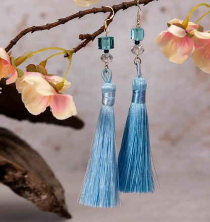 Earrings TASSEL Light Blue Swarovski Crystal Earrings