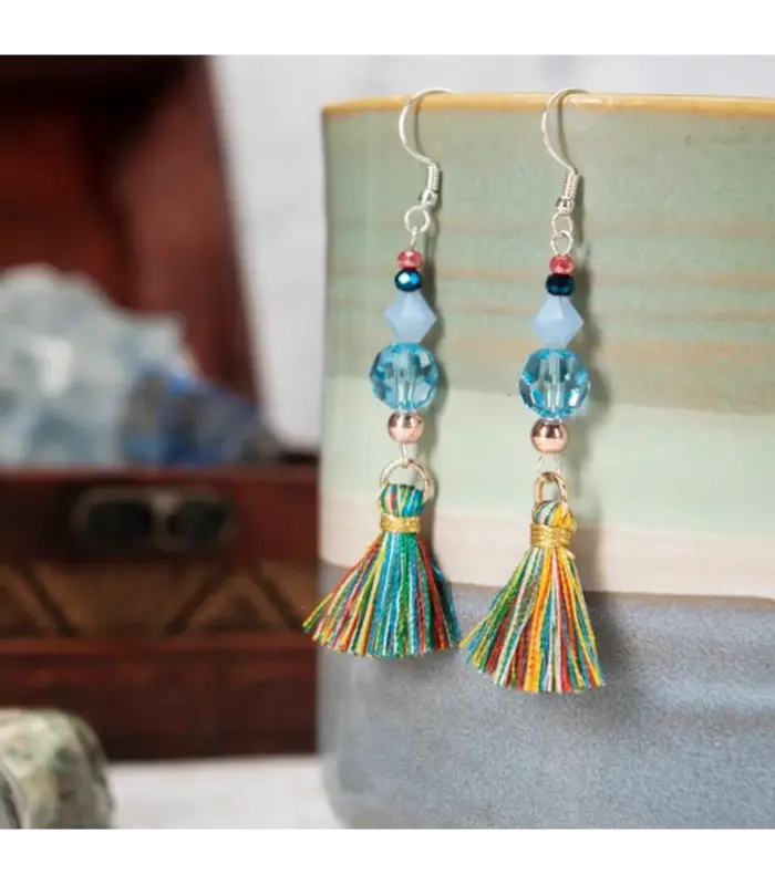 Earrings TASSEL Multi Swarovski Crystal Handmade Earrings