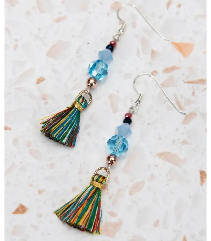 Earrings TASSEL Multi Swarovski Crystal Handmade Earrings
