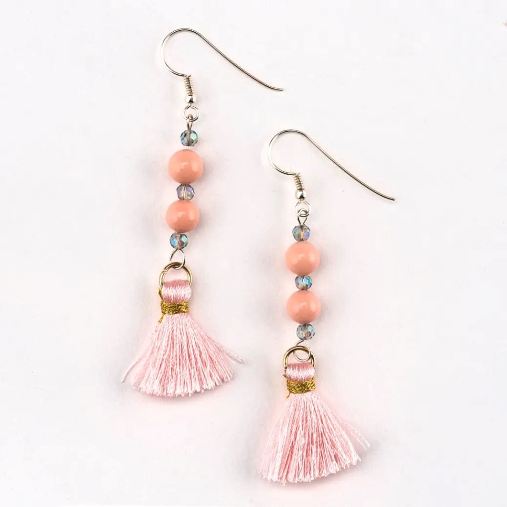 Earrings TASSEL Peachy Pink Swarovski Pearl Earrings