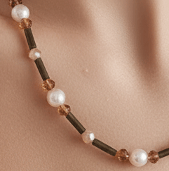 Bundled Set TUBES Collection Bundle: Asymmetrical Moss Pearl Necklace and Earrings
