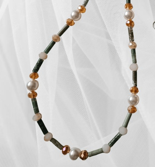 Bundled Set TUBES Collection Bundle: Asymmetrical Moss Pearl Necklace and Earrings