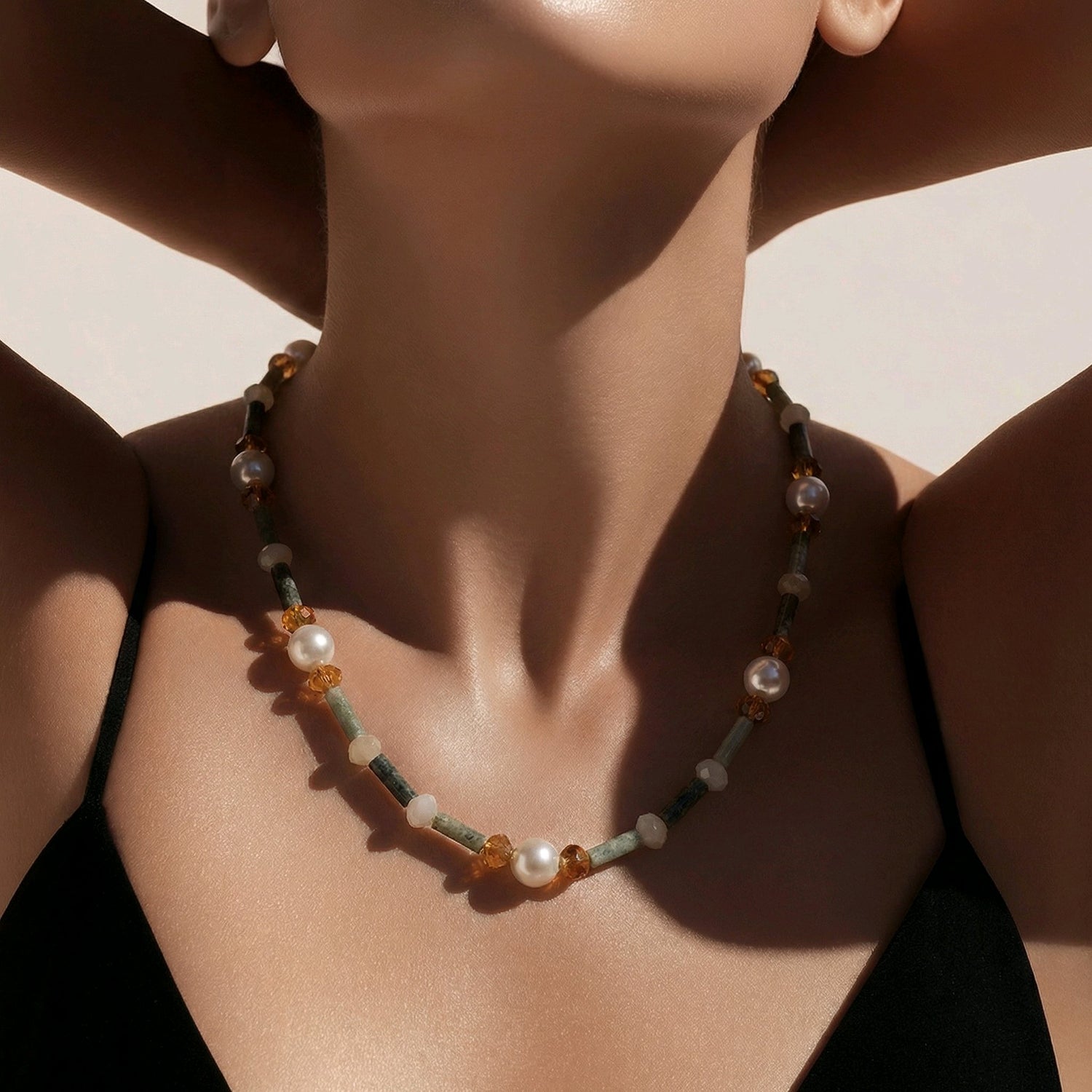 Necklace TUBES Collection: Moss Pearl Necklace