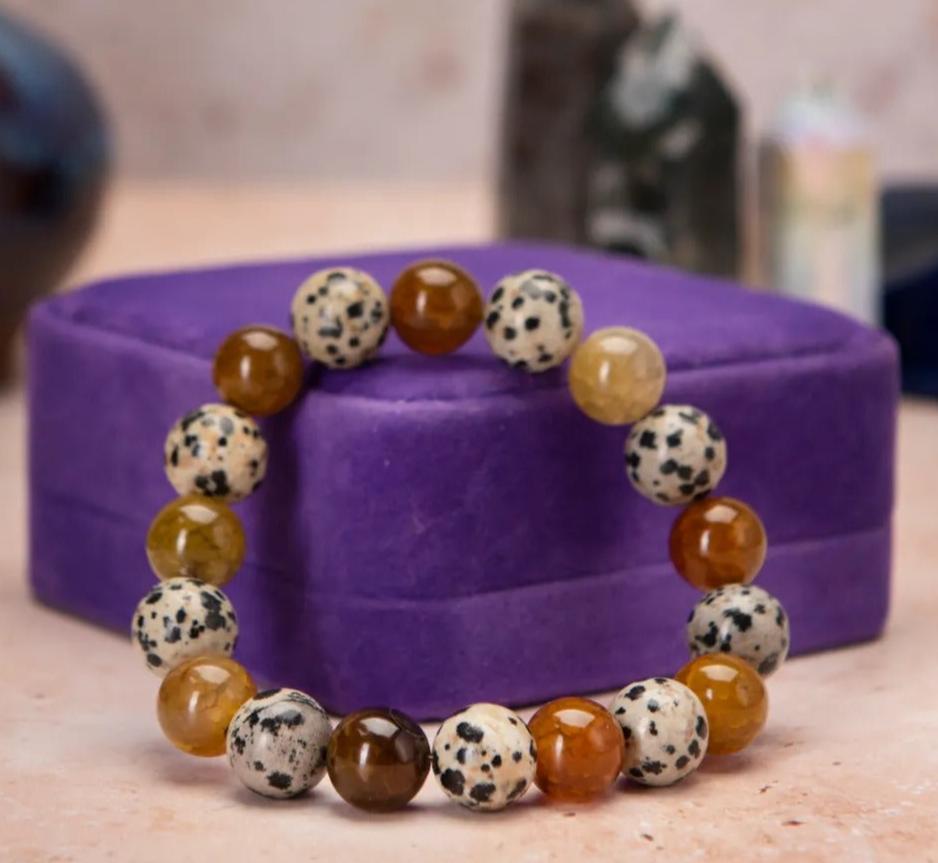 Bracelet Unisex Dalmatian and Quartz Bracelet