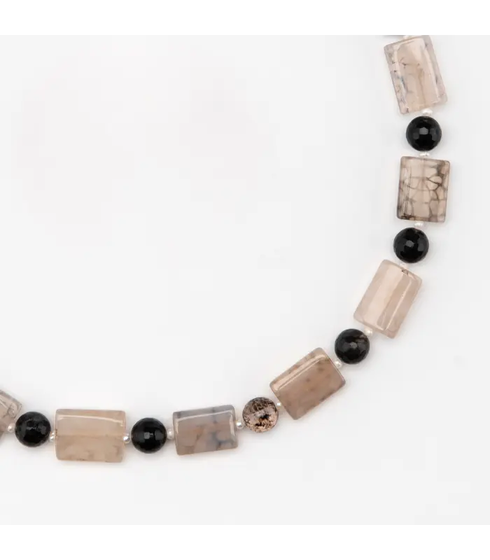 Necklace Unisex Dragon Vein Agate Quartz Necklace