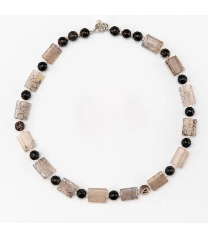 Necklace Unisex Dragon Vein Agate Quartz Necklace