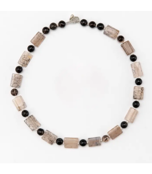 Necklace Unisex Dragon Vein Agate Quartz Necklace